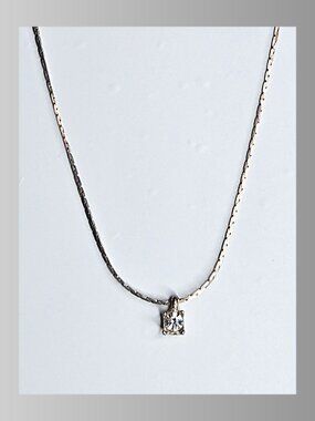 18 Inch Silver Tone Solitaire Necklace